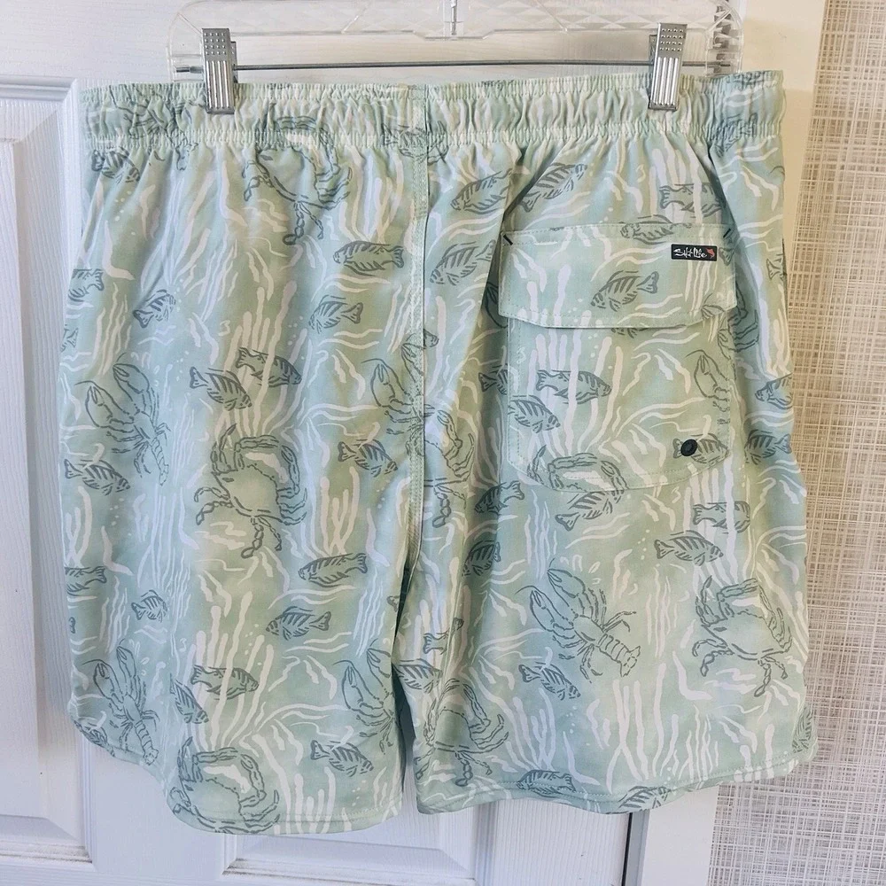 Swimsuit Salt Life Men's 2XL Swim‎ Trunks New! Fish Turtles Green Anti Rash BBB